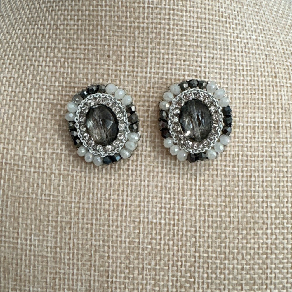 Statement Earring Bundle of 3 | Druzy Drops + Crystal Studs + Bar Earrings - Picture 3 of 7